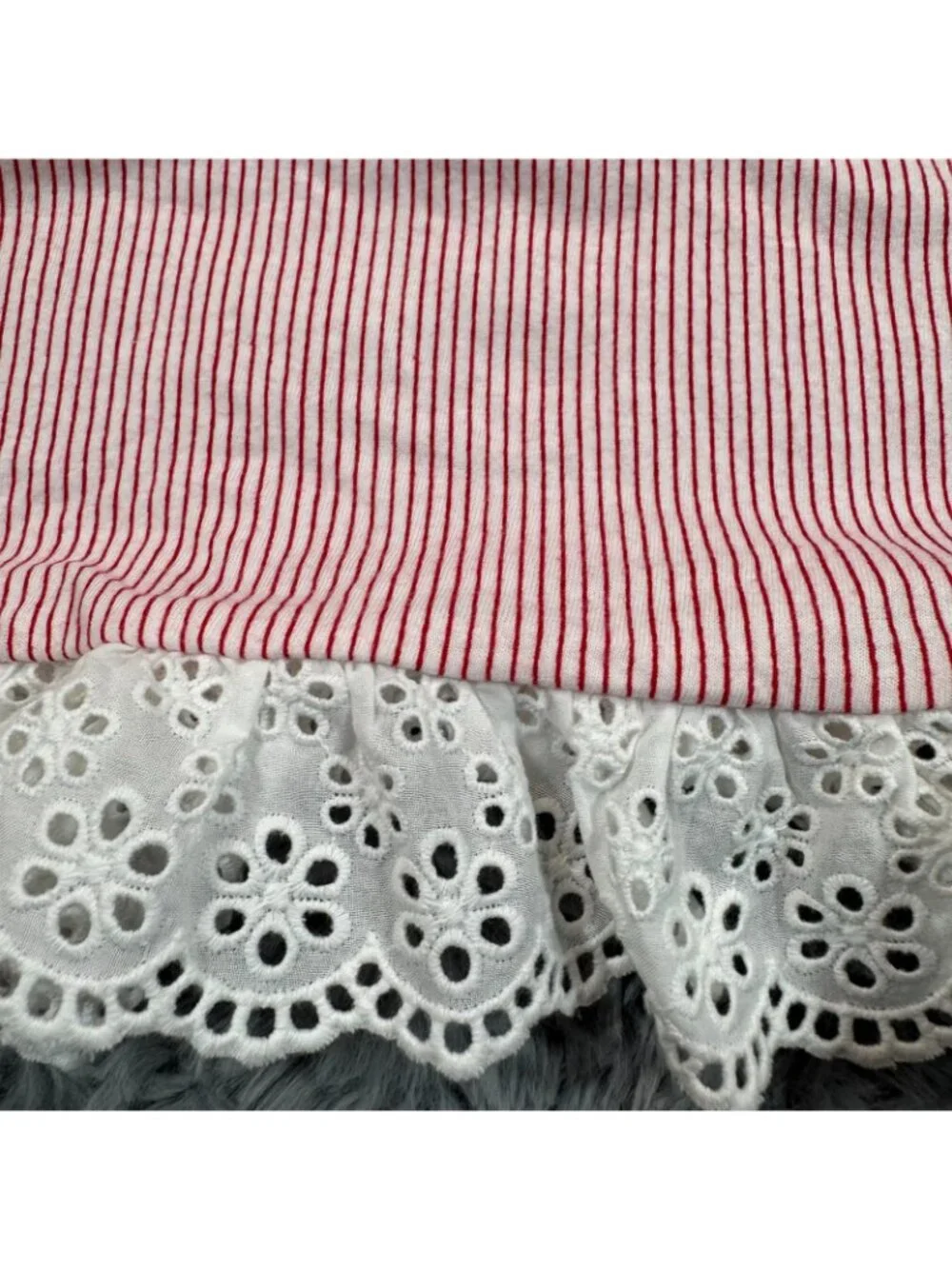 Justice Tank Top Girls 12 Pink Pinstripe Cotton Bow Detail Eyelet Hem Pullover
